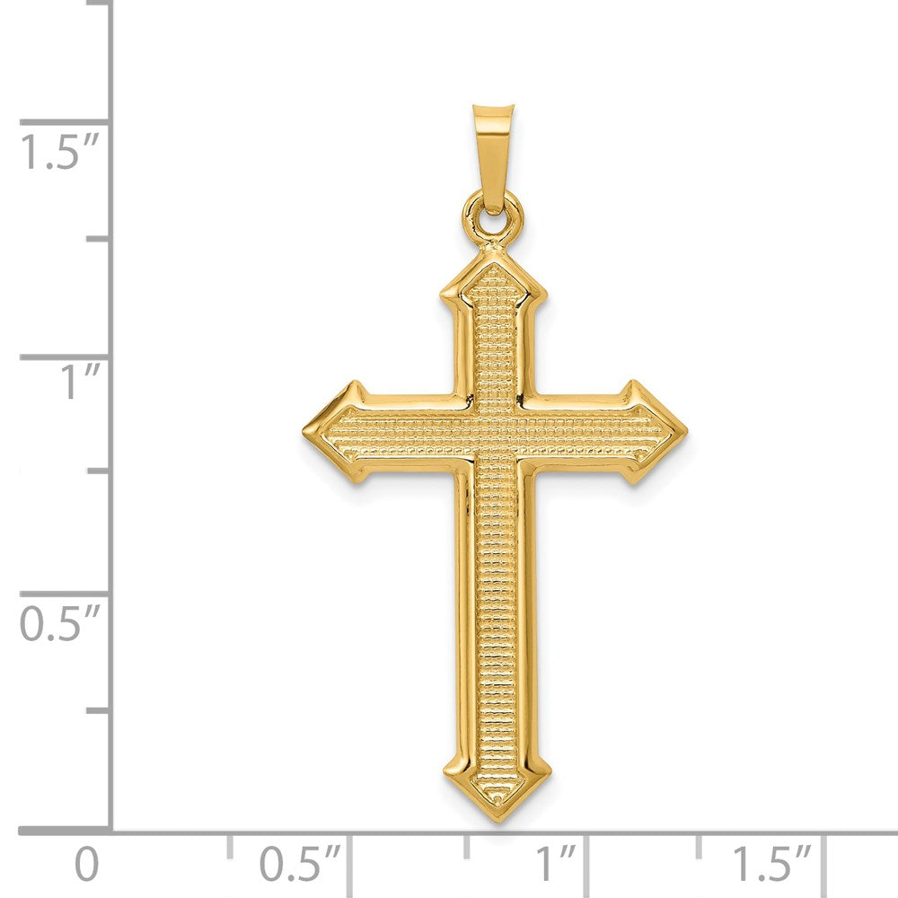 14k Polished and Textured Passion Cross Pendant