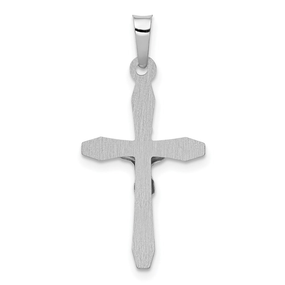 14k White Gold Polished INRI Crucifix Pendant