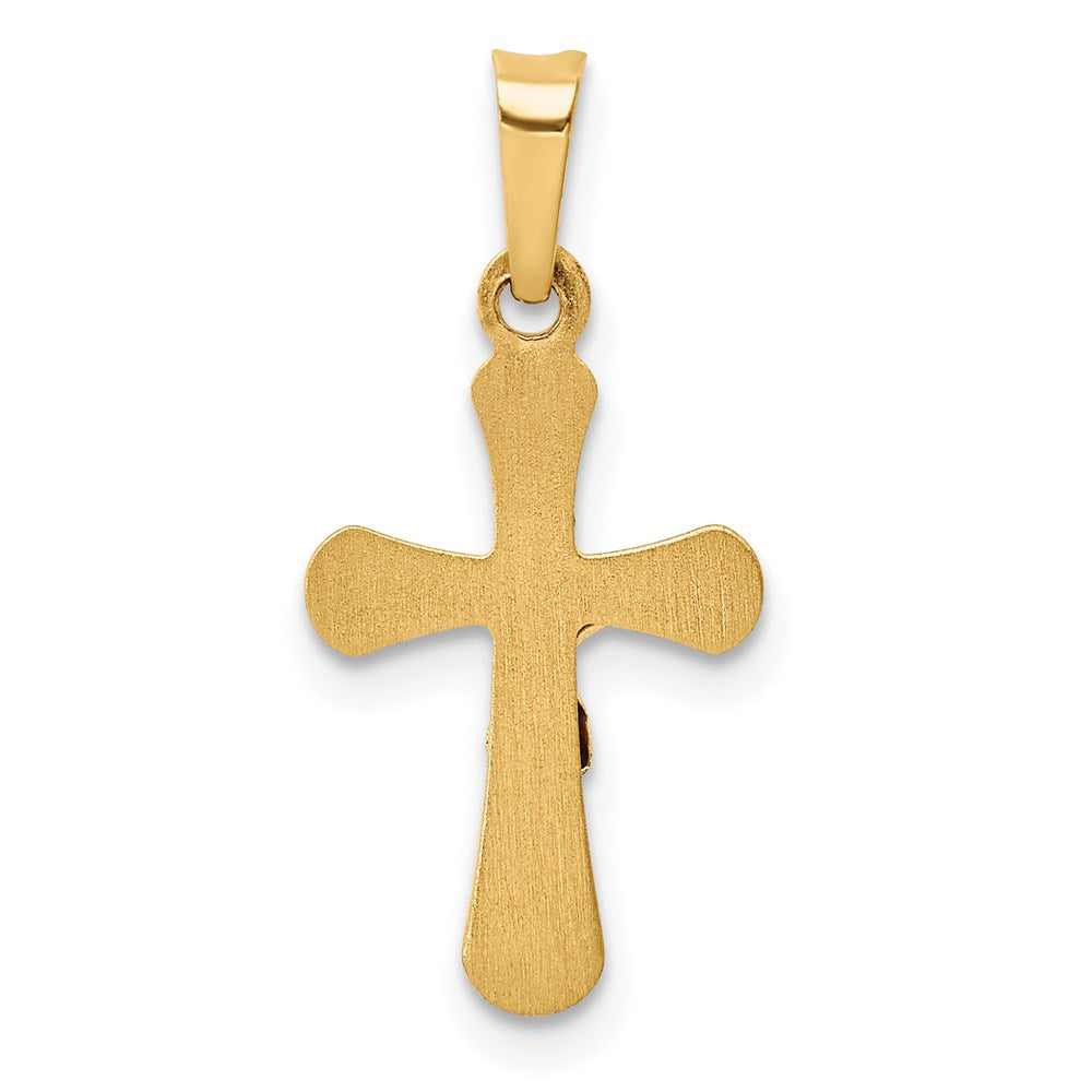 14k w/Rhodium Polished INRI Rounded Crucifix Pendant