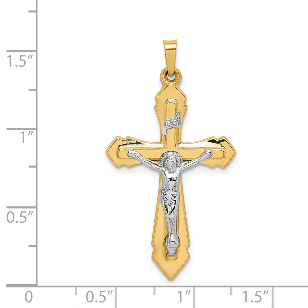 14k Two-tone Polished INRI Crucifix Pendant