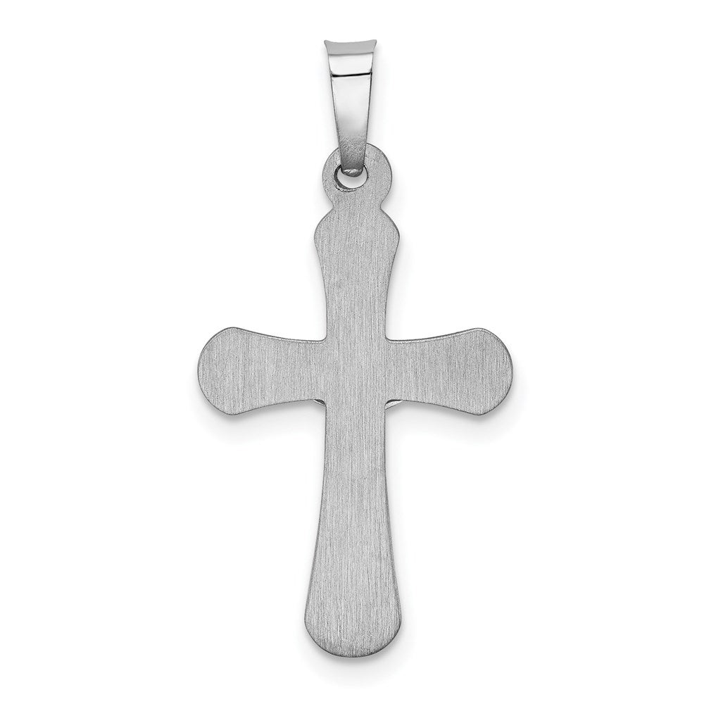 14k White Gold Polished INRI Rounded Crucifix Pendant