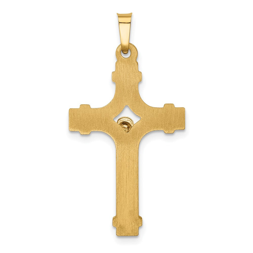 14k Two-tone Polished INRI Crucifix Pendant