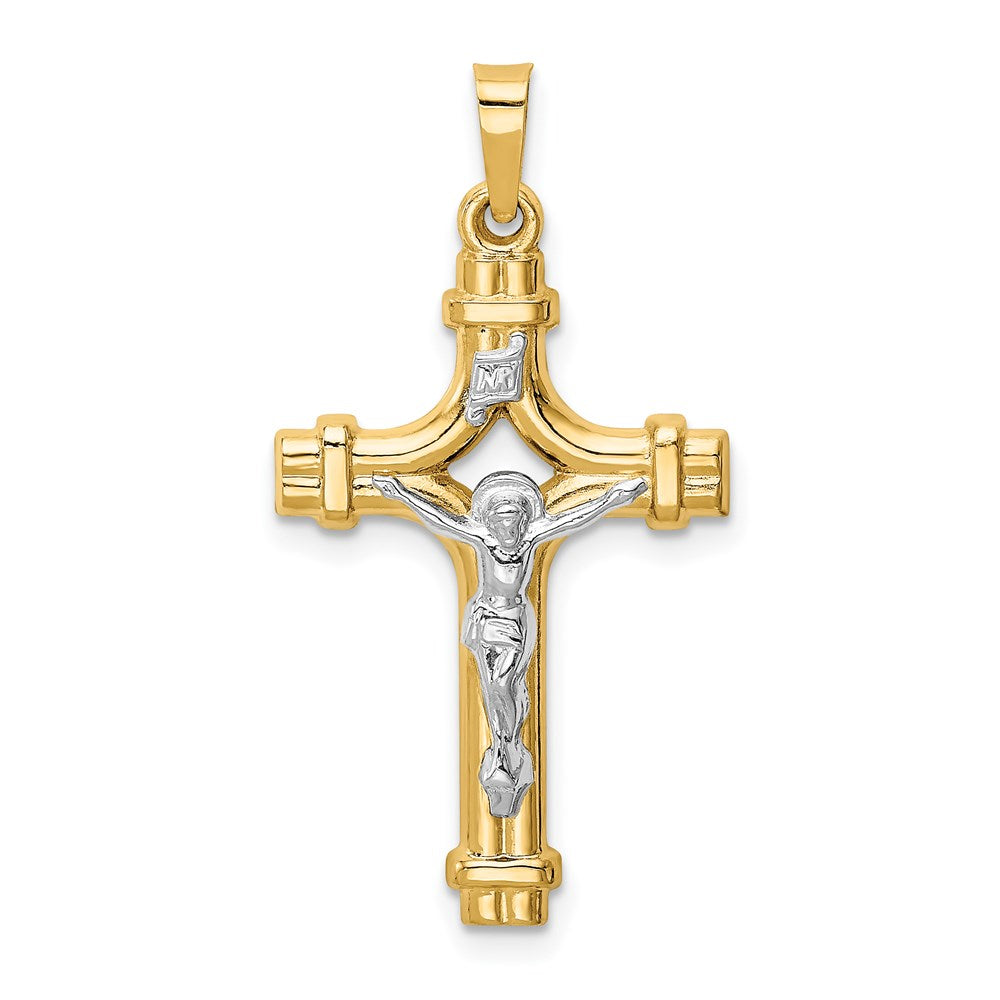 14k Two-tone Polished INRI Crucifix Pendant