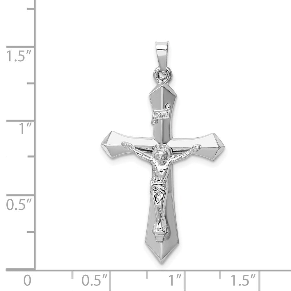 14k White Gold Polished INRI Passion Crucifix Pendant