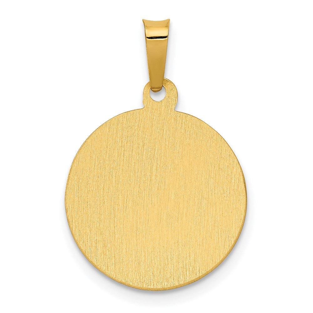 14K Polished Satin Hollow Divino Nino Round Medal Pendant