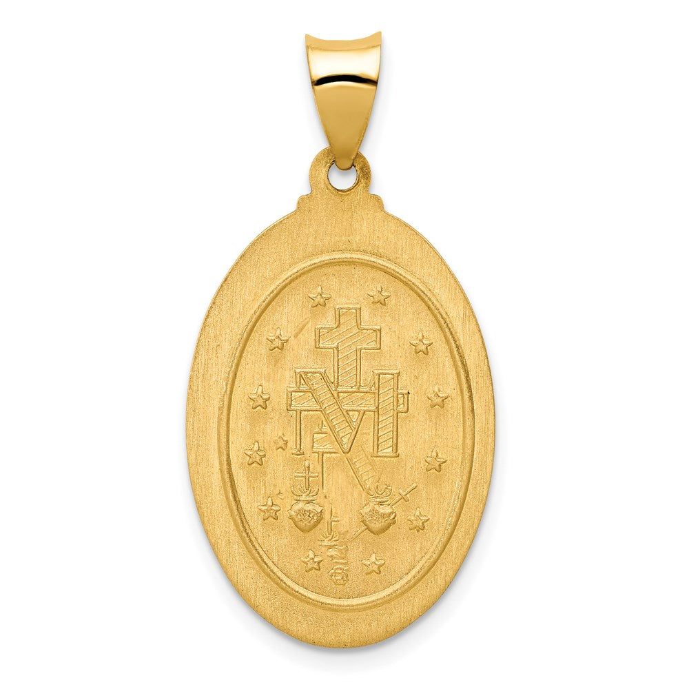 14k Polished and Satin Hollow Spanish Miraculous Medal Pendant