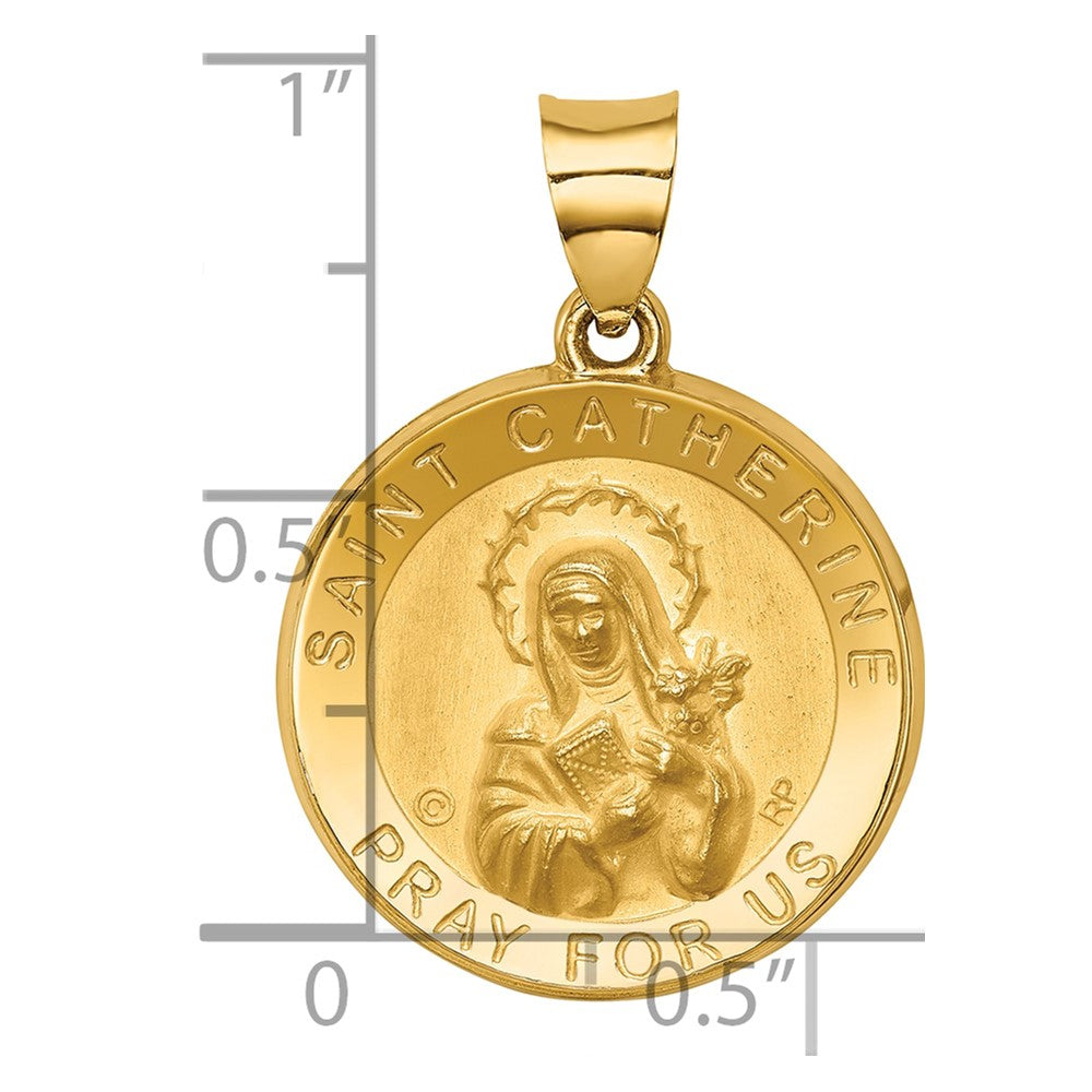 14K Polished/Satin St. Catherine Hollow Medal Pendant