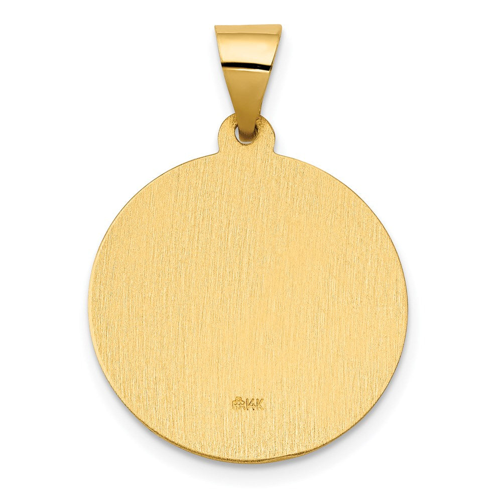 14K Polished/Satin St. Clare Hollow Medal Pendant