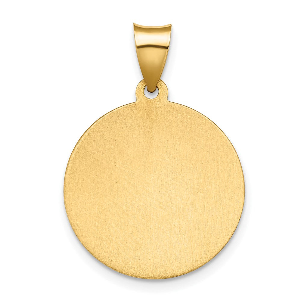 14K Polished / Satin Hollow Spanish St. Lucy Medal Pendant