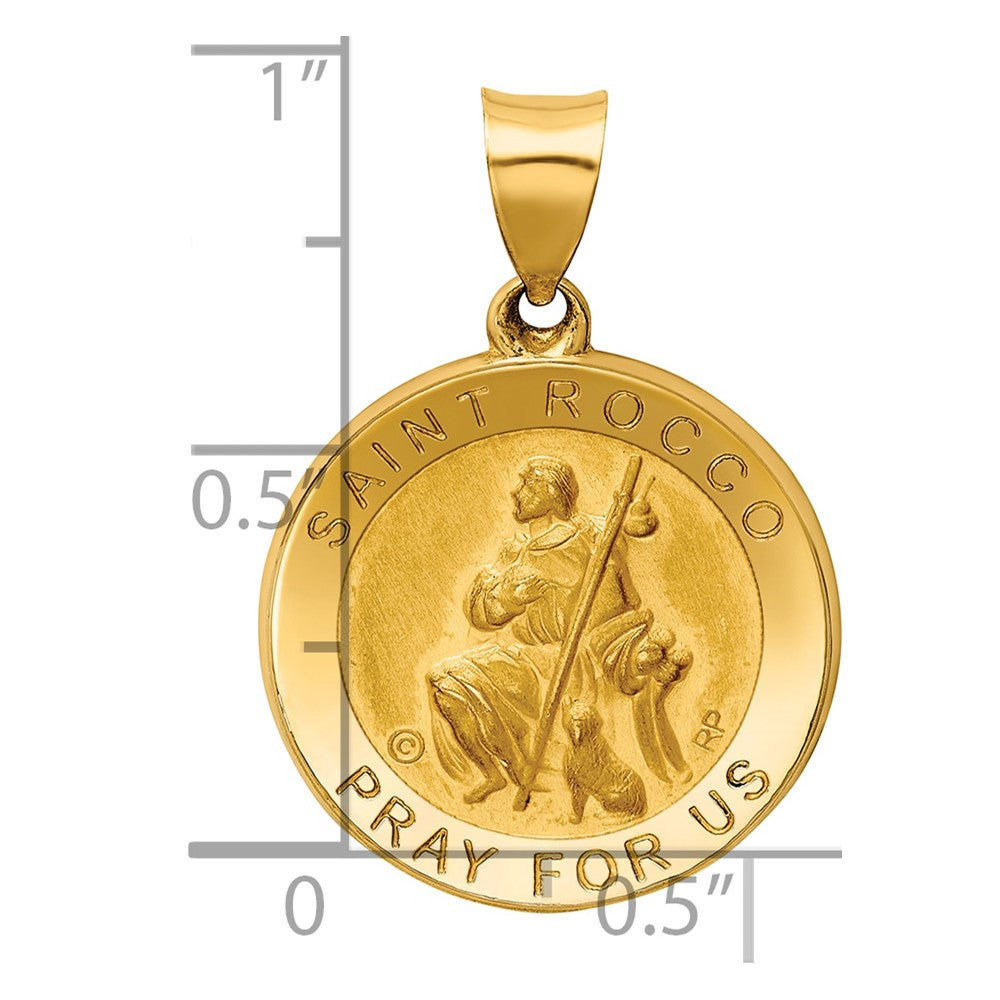 14K Polished / Satin St. Rocco Hollow Medal Pendant