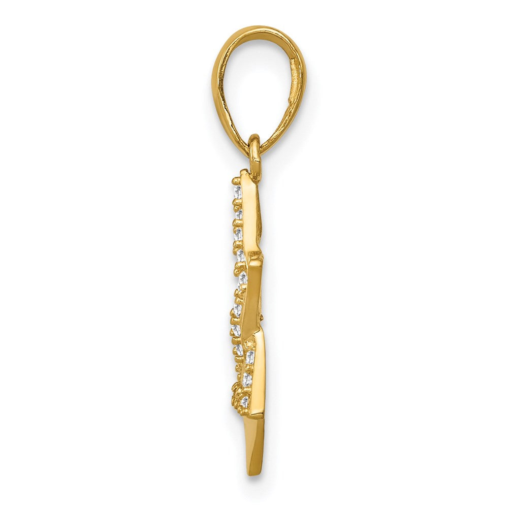 14k Polished CZ Star of David Pendant