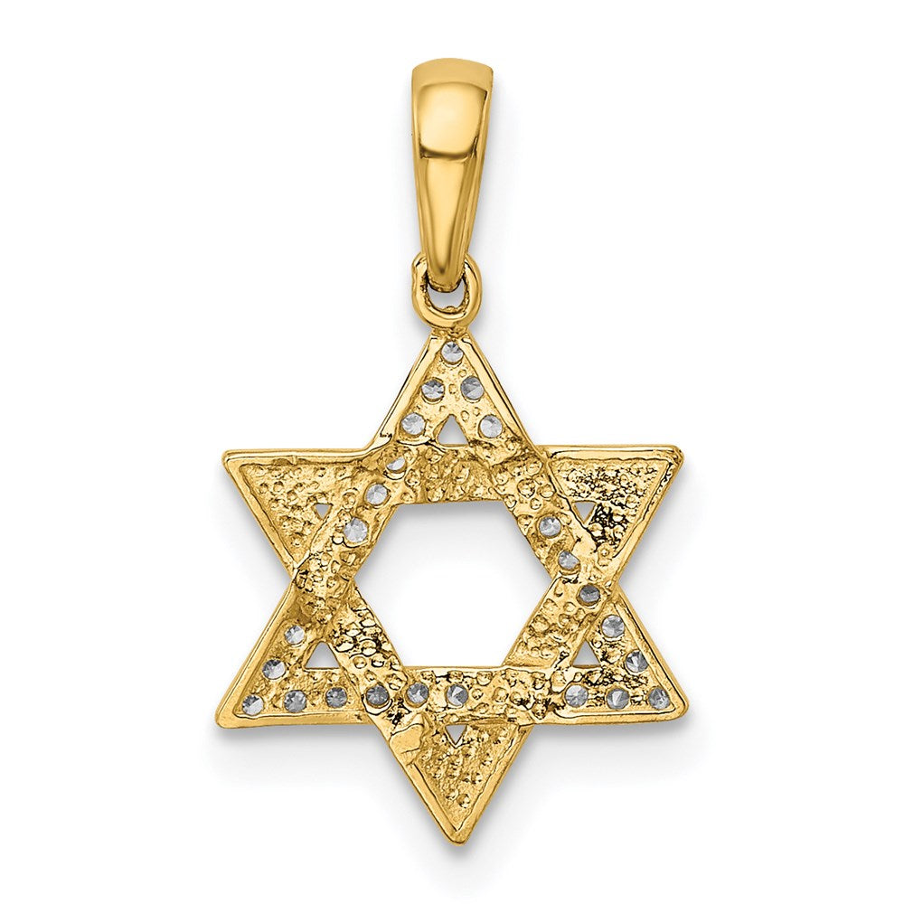 14k Polished CZ Star of David Pendant