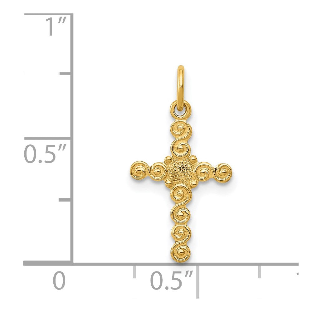 14k Small Polished Cross Charm