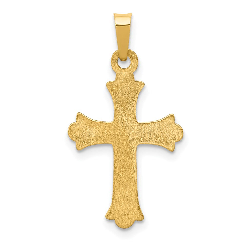 14k Hollow Fleur De Lis Cross Pendant