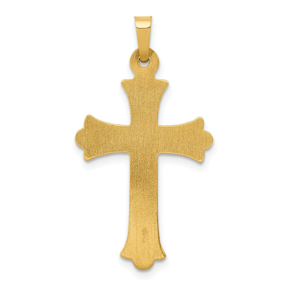 14k Hollow Fleur De Lis Cross Pendant