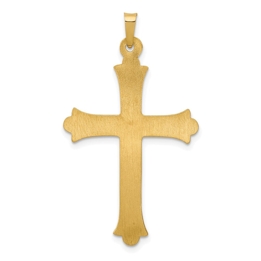 14k Hollow Fleur De Lis Cross Pendant