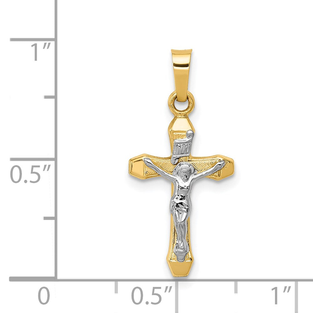 14k Two-tone INRI Hollow Crucifix Pendant