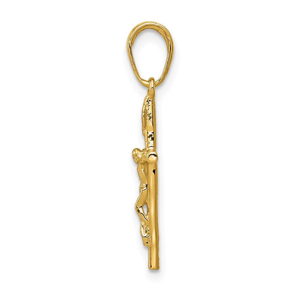 14k INRI Hollow Crucifix Pendant