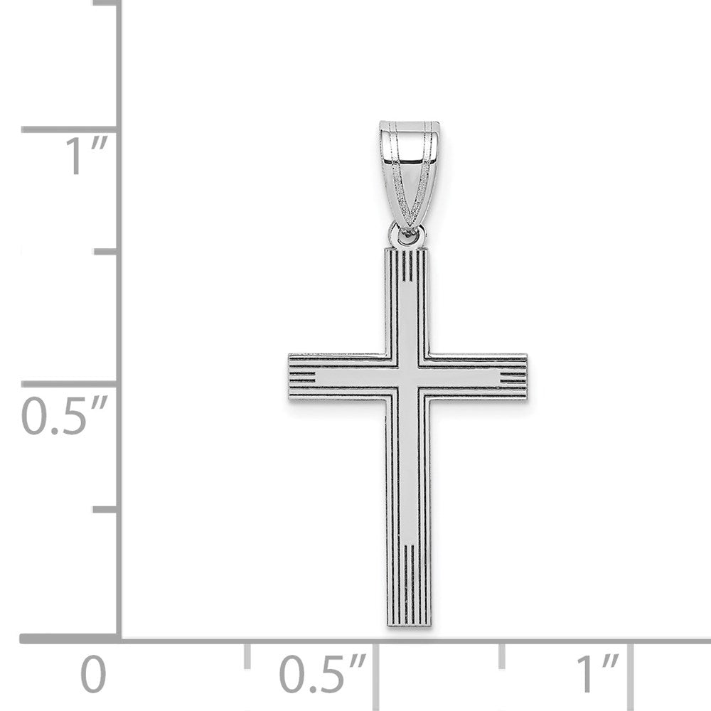 14k White Laser Etched Cross Charm