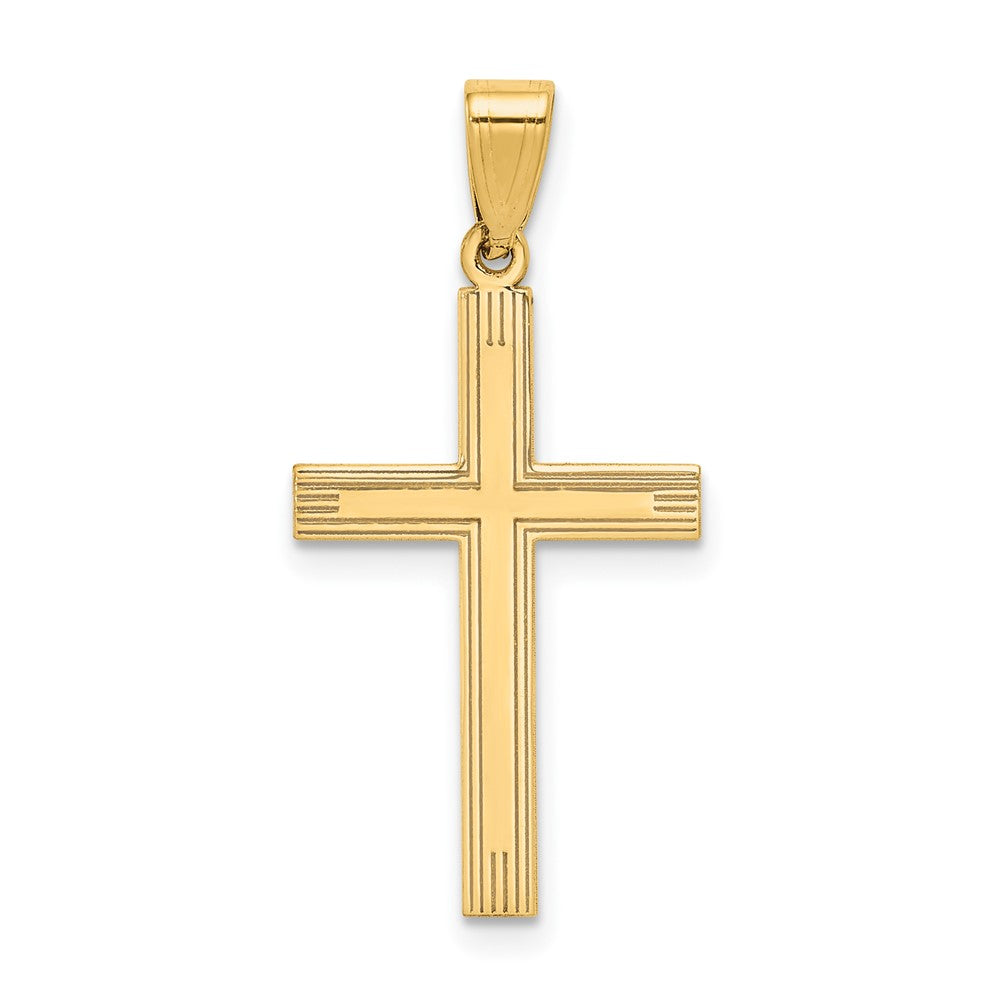 14k Polished Laser Etched Cross Charm