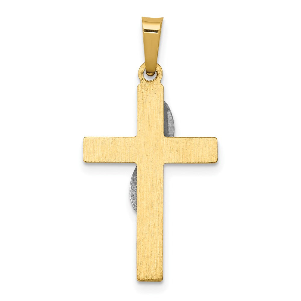 14K Two-Tone Hollow Cross w/Drape Charm