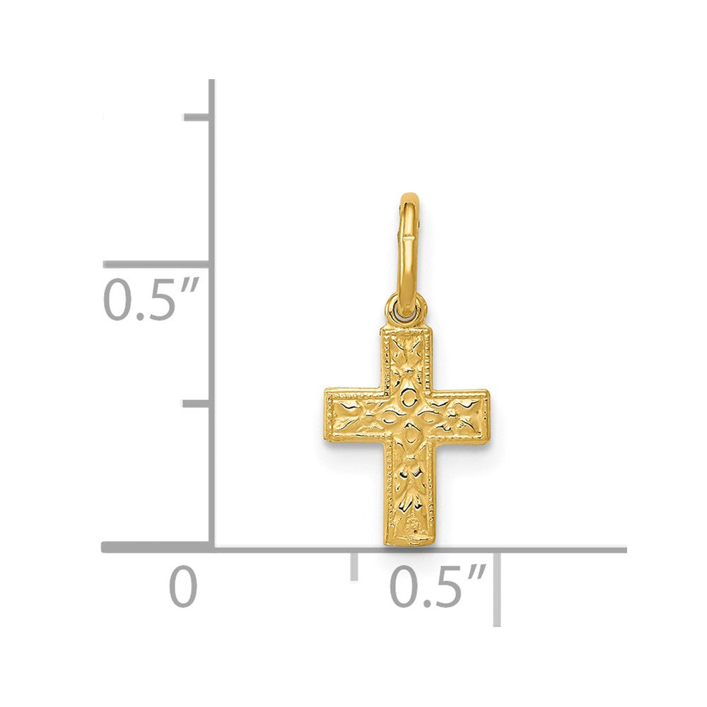 14K Floral Cross Charm