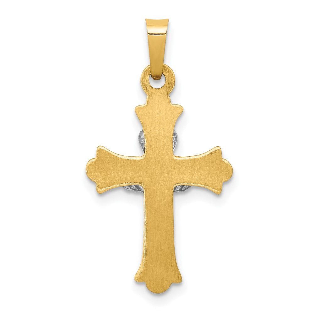 14k Two-tone Claddagh Cross Pendant