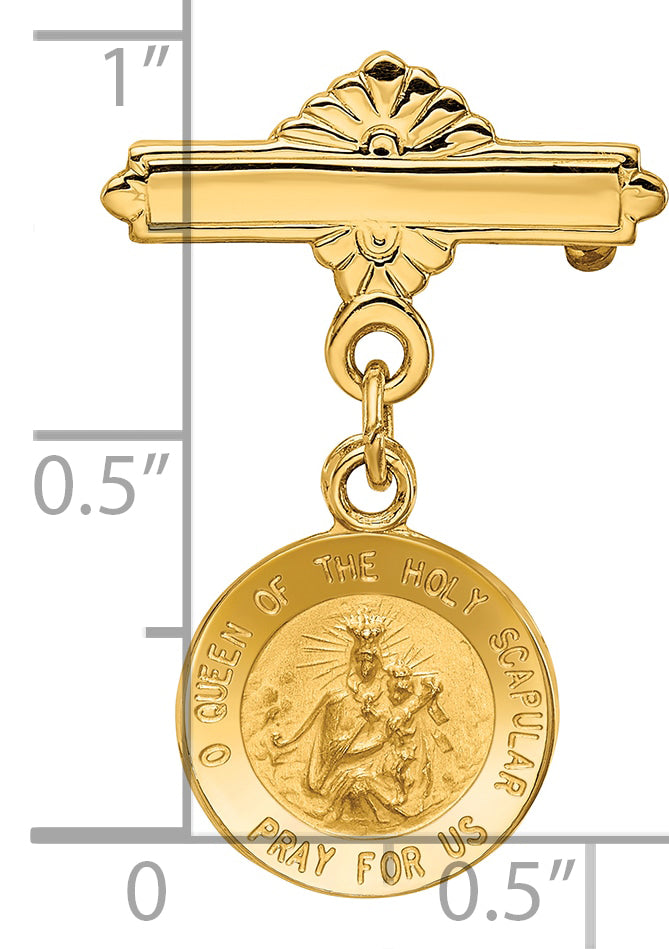 14k Reversible Queen of the Holy Scapular/Sacred Heart Medal Pin