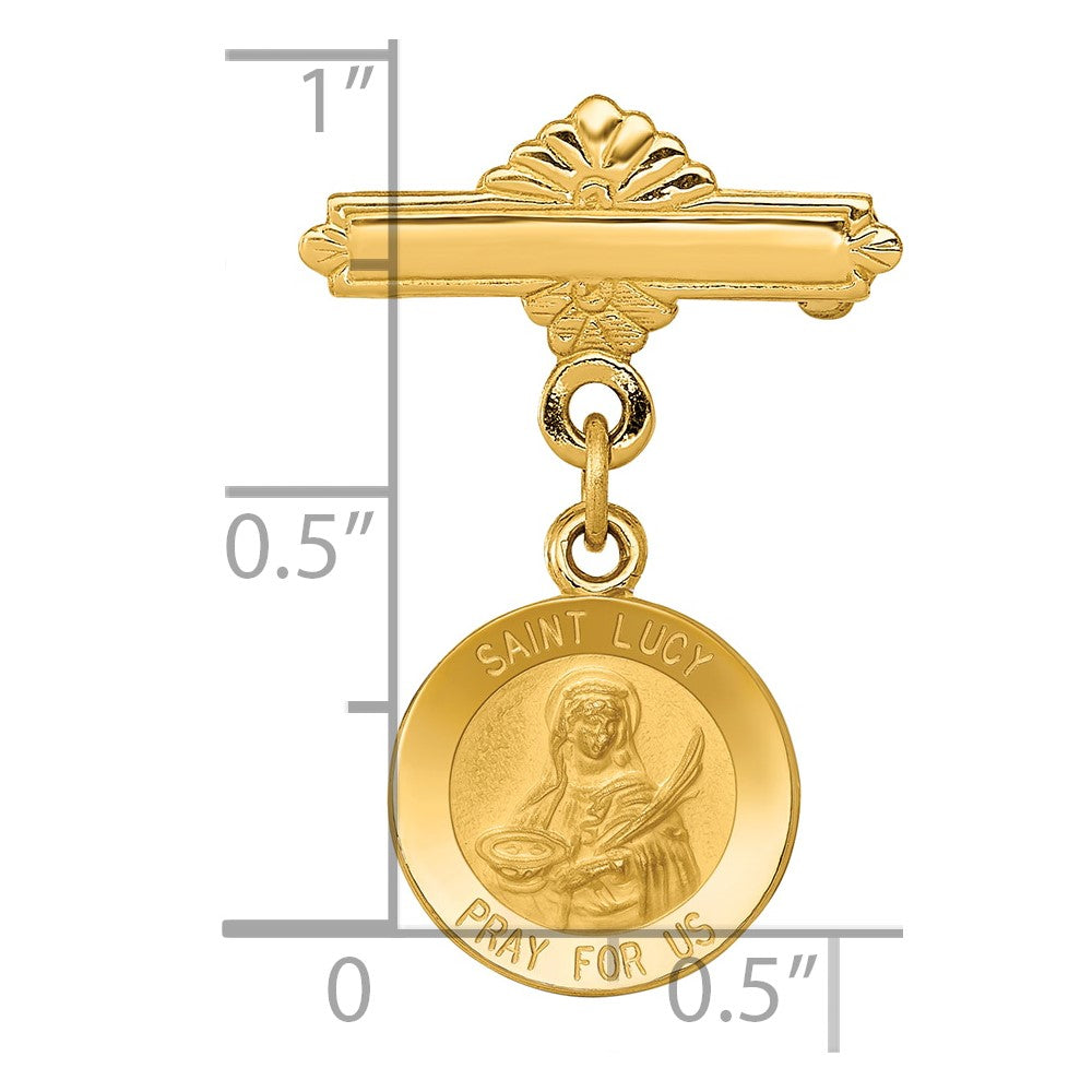 14k Saint Lucy Medal Pin