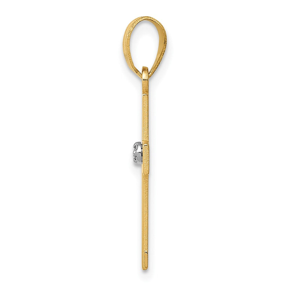 14k Polished .01ct. Diamond Cross Pendant