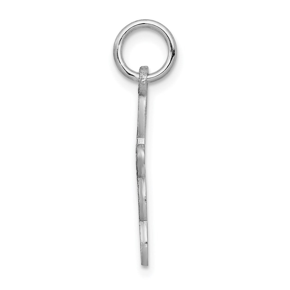 14K White Gold Loop w/Center Heart Cross Pendant