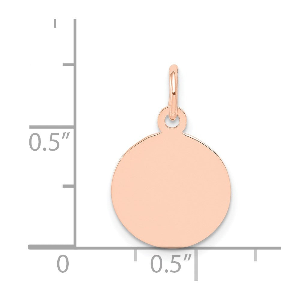 14k Rose Gold Plain .027 Gauge Circular Engraveable Disc Charm