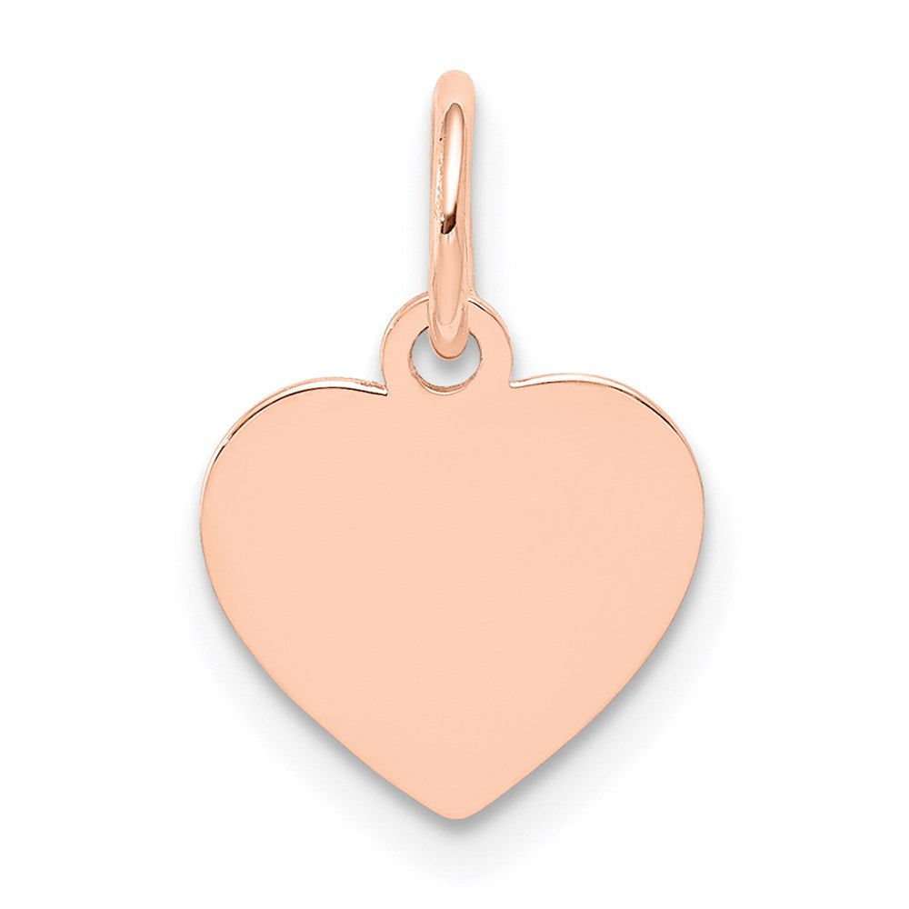 14k Rose Gold Plain .013 Gauge Engraveable Heart Disc Charm