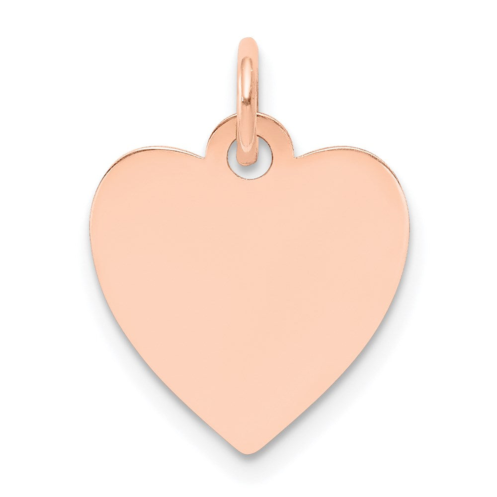 14k Rose Gold Plain .018 Gauge Engraveable Heart Disc Charm