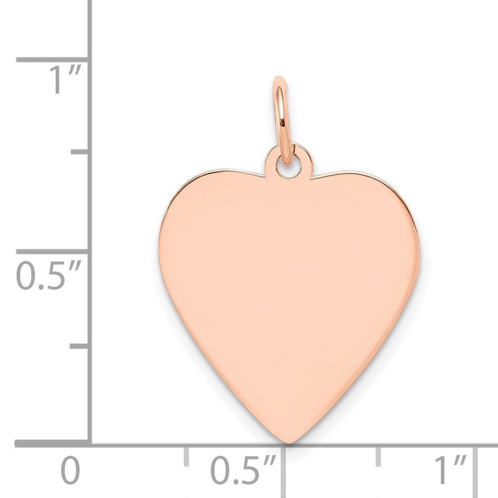 14k Rose Gold Plain .013 Gauge Engraveable Heart Disc Charm