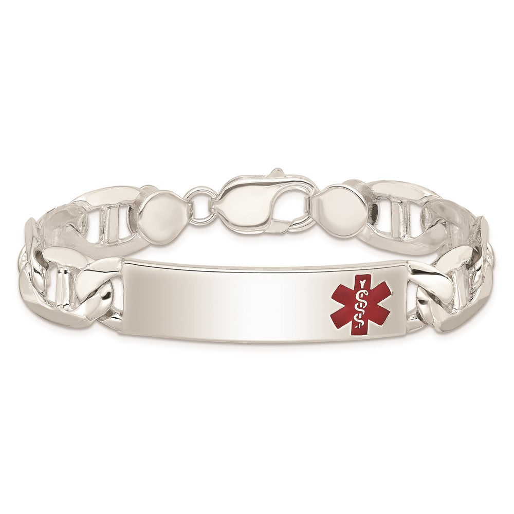 Sterling Silver Polished Medical Anchor Link ID Bracelet