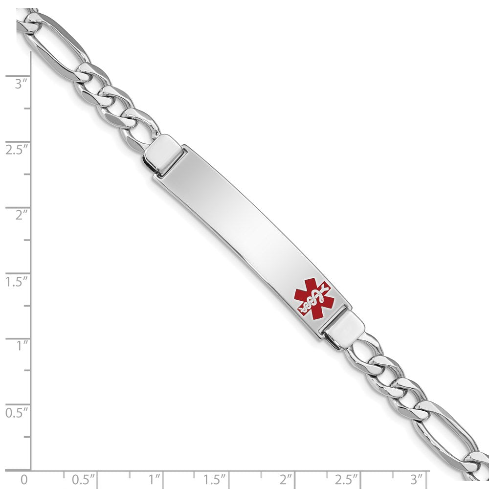 Sterling Silver Rhodium-plated Medical ID Figaro Link Bracelet