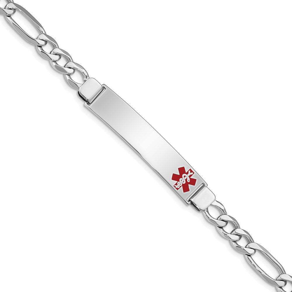 Sterling Silver Rhodium-plated Medical ID Figaro Link Bracelet