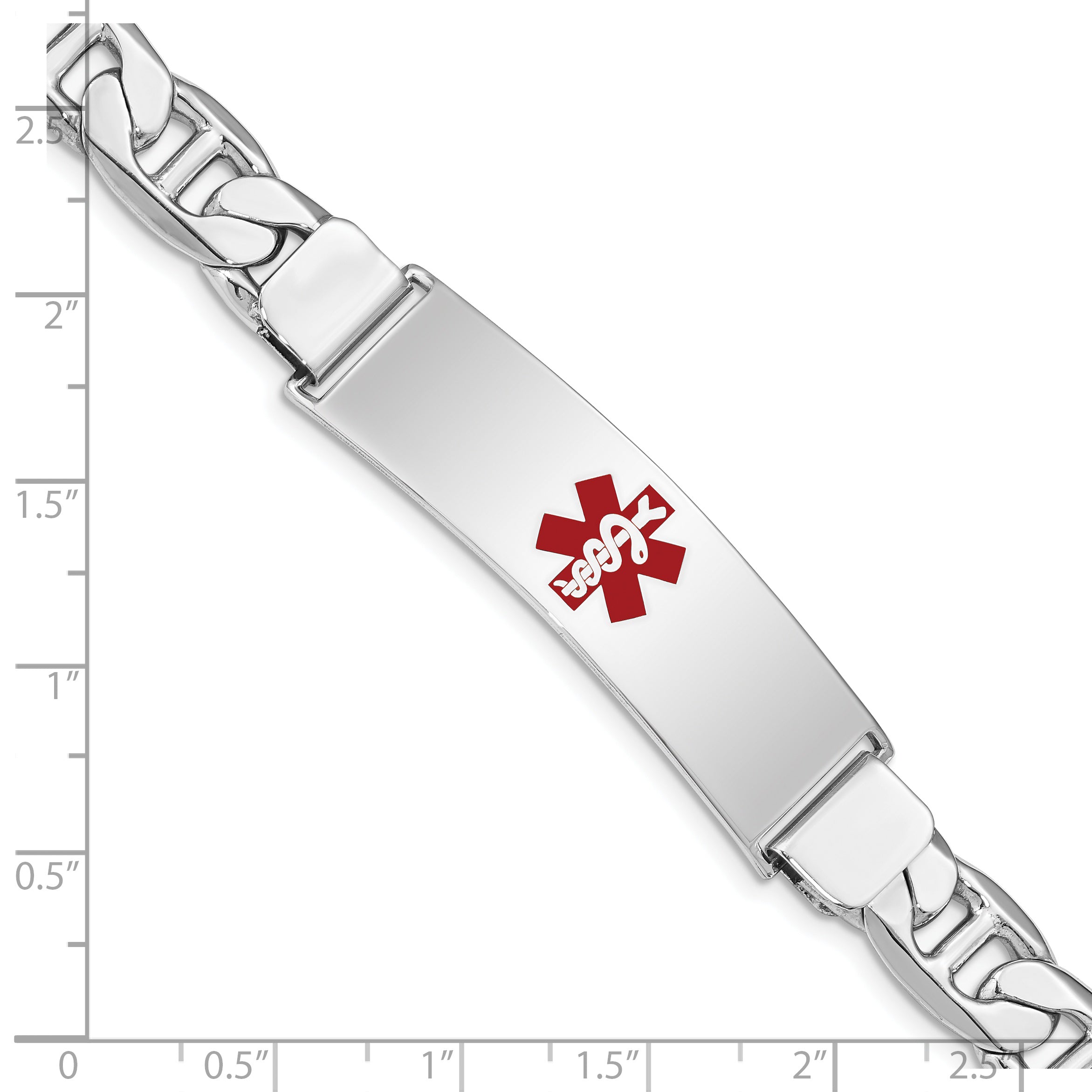 Sterling Silver Rhodium-plated Medical ID Anchor Link Bracelet