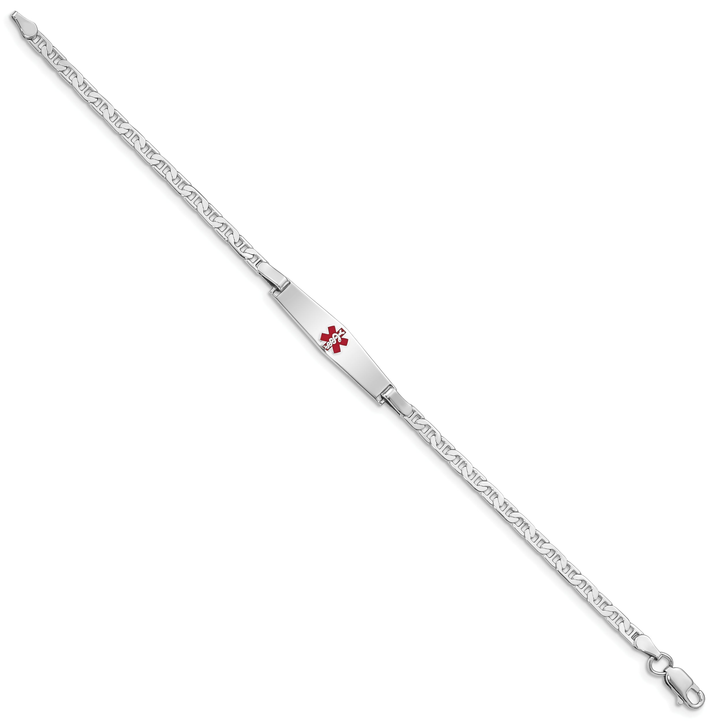 Sterling Silver Rhodium-plated Medical ID Anchor Link Bracelet