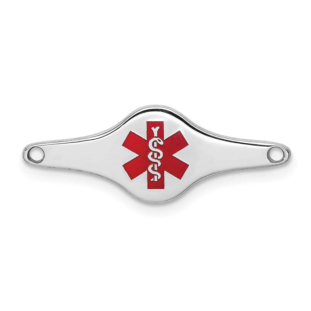 Sterling Silver Rhodium-plated Medical ID Plate