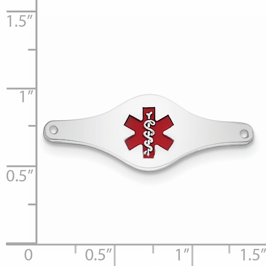 Sterling Silver Rhodium-plated Medical ID Plate