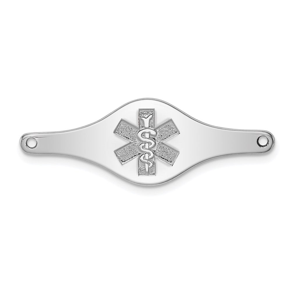 Sterling Silver Rhodium-plated Non-enameled Medical ID Plate