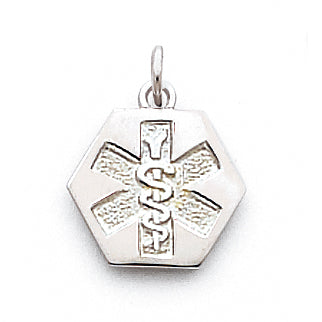 Sterling Silver Rhodium-plated Non-enameled Medical Jewelry Pendant