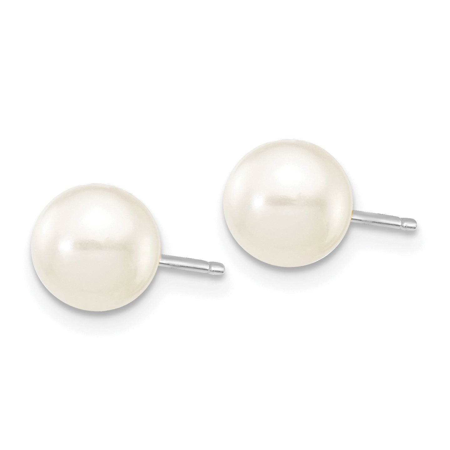 14k White Gold 6-7mm White Round Freshwater Cultured Pearl Stud Post Earrings