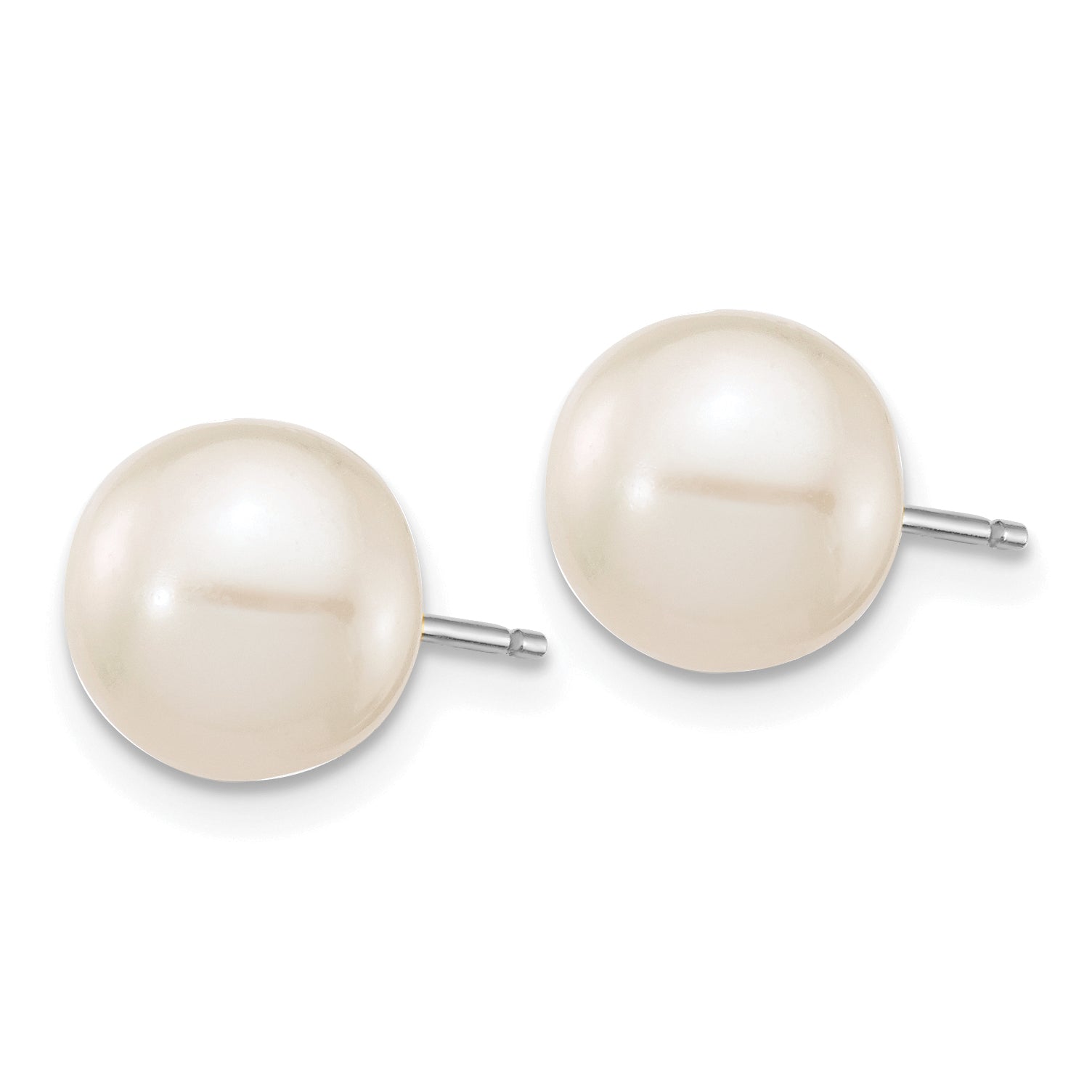 14k White Gold 8-9mm White Round Freshwater Cultured Pearl Stud Post Earrings