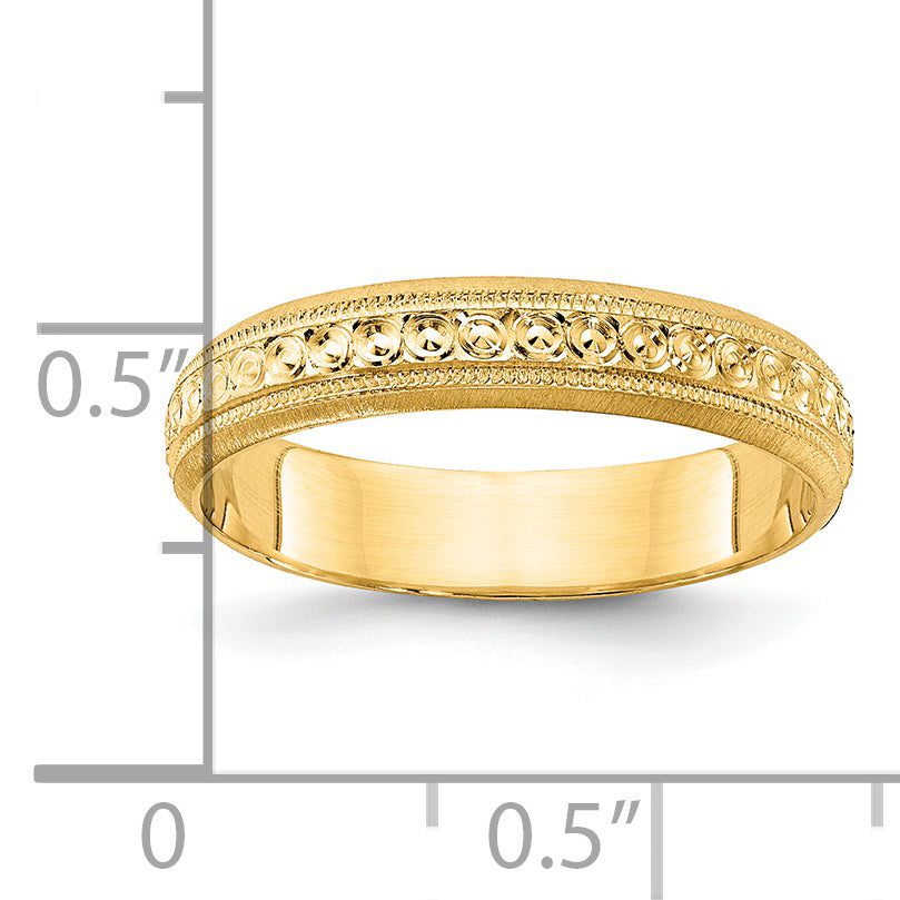14k 3mm Design Etched Wedding Band Size 8.5