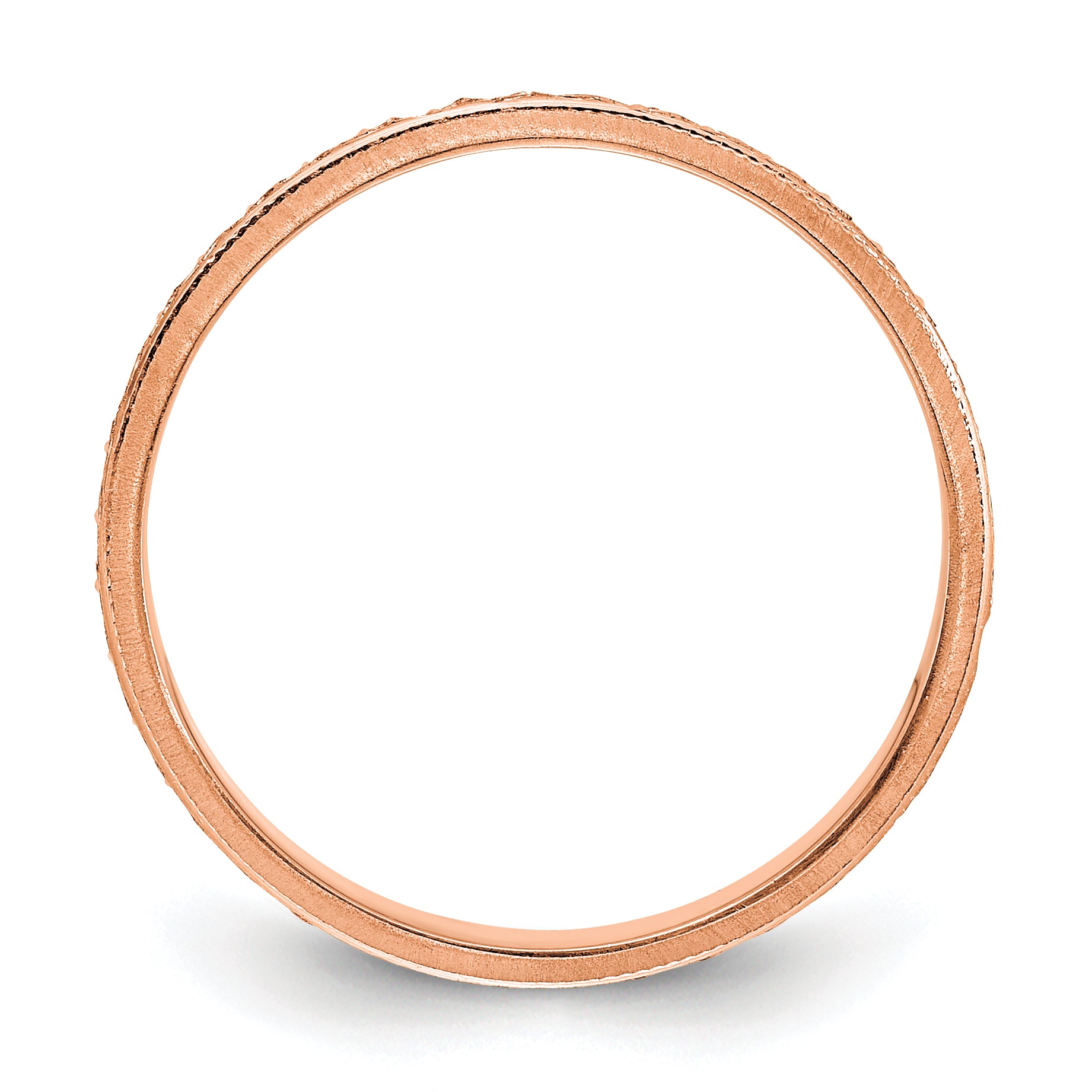14k Rose Gold 3mm Design Etched Wedding Band Size 8.5