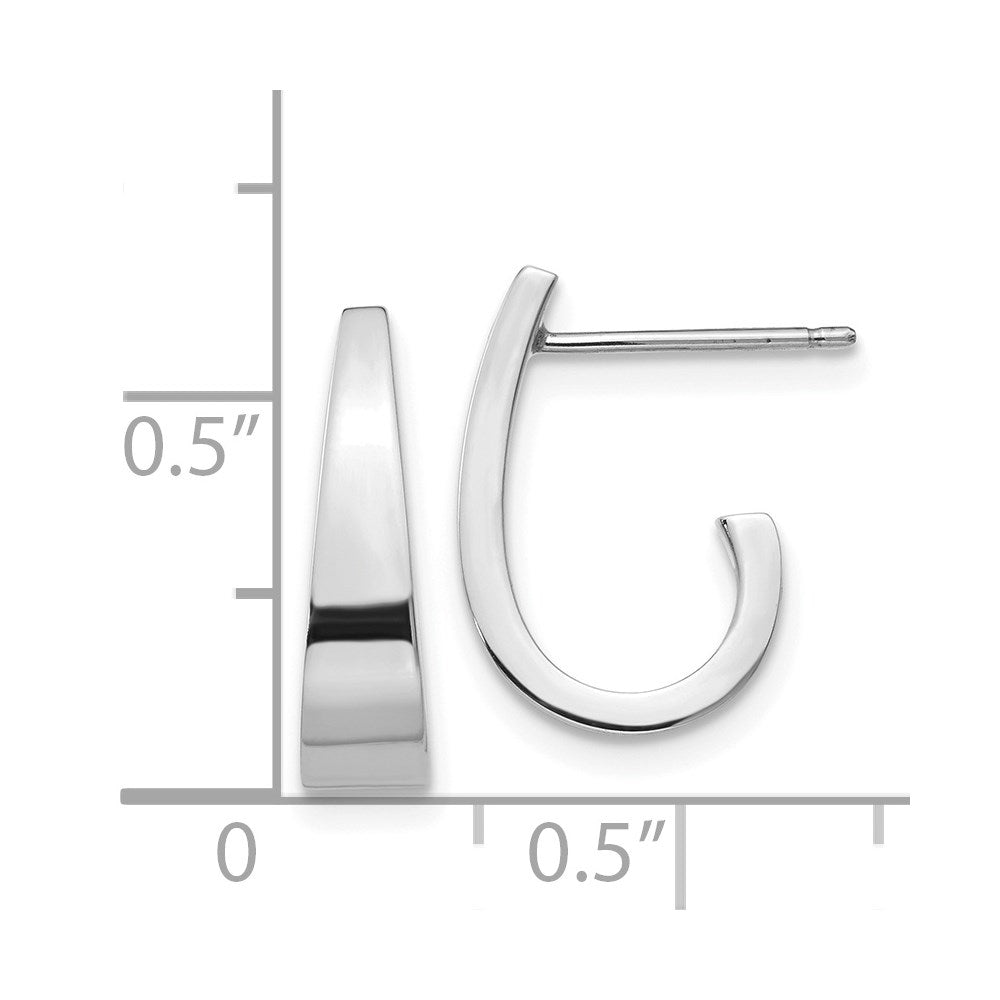 14k White Gold Polished J-Hoop Post Earrings