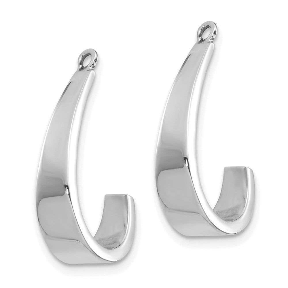 14k White Gold Polished J-Hoop Earring Jackets